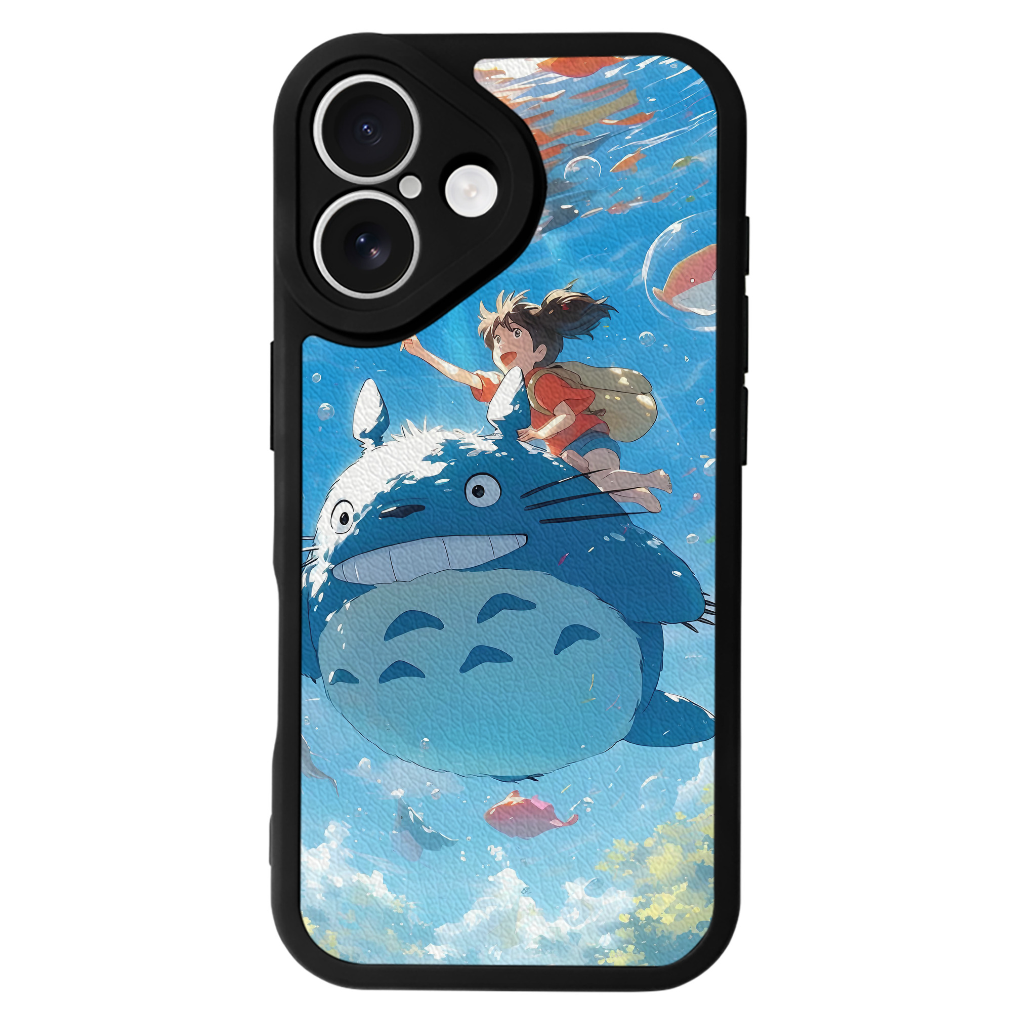 （画像用） となりのトトロ 草壁メイ 草壁サツキ My Neighbor Totoro Satsuki Kusakabe Mei Kusakabe 【iPhone 16シリーズ対応】シリコンスマホケース（レザー調） 材質：シリコン